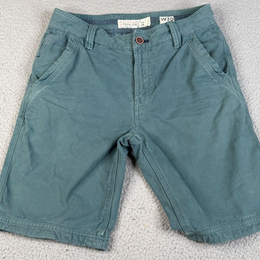 Fat Face Shorts Men 30 Green Chino Flat Front Outdoor South Coast Heavy Army Y2K